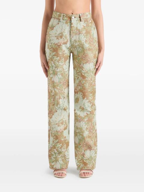 Manière De Voir Florence jacquard high-rise straight-leg jeans - Green - zdjęcie produktu nr 1