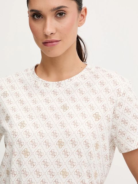 Guess t-shirt bawełniany RHOMBUS damski kolor beżowy V5BI14 I3Z14