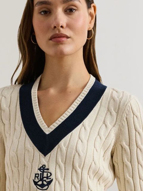 Lauren Ralph Lauren sweter bawełniany kolor beżowy 200957479