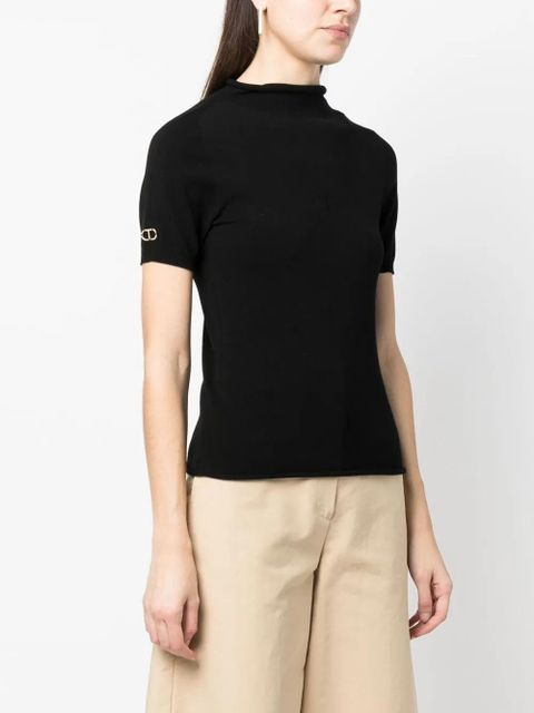 TWINSET logo-plaque high-neck jumper - Black