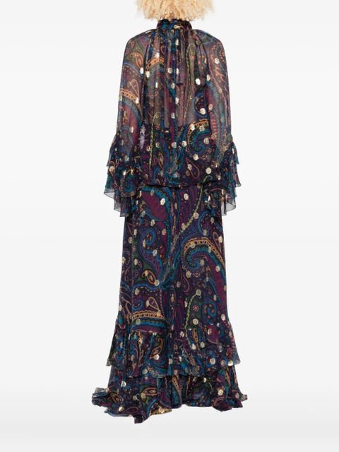 ETRO paisley-print ruffled top - Blue