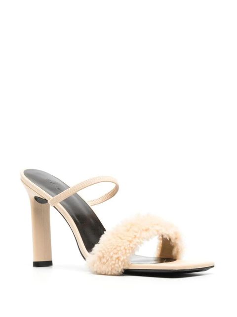 BY FAR Ada 100mm shearling sandals - Neutrals - zdjęcie produktu nr 2