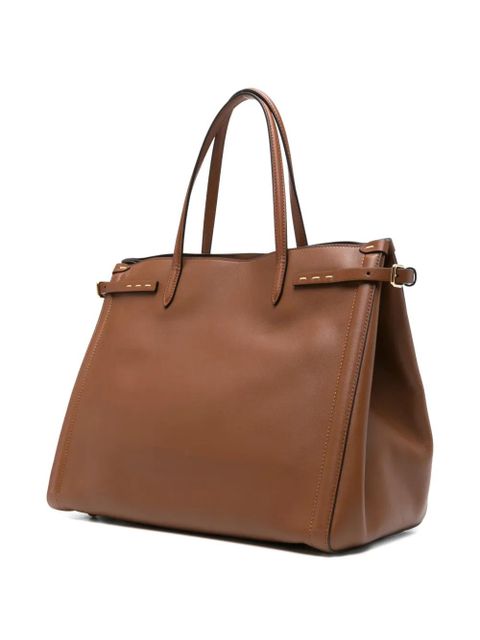 Valentino Garavani Antibes logo topstitch tote bag - Brown