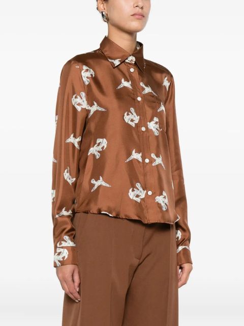 Marni bird-print shirt - Brown