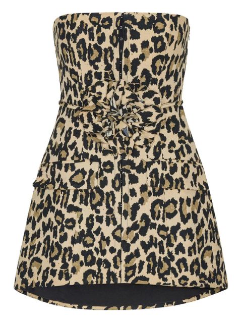 ROTATE BIRGER CHRISTENSEN leopard-print rosette mini dress - Brown - zdjęcie produktu nr 1