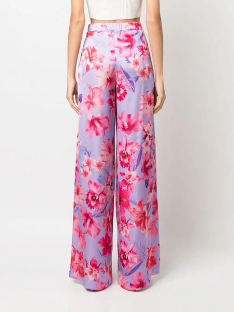 PINKO floral-print high-waisted palazzo pants - Purple