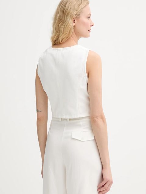 Morgan kamizelka jeansowa kolor biały jednorzędowa COKABI - zdjęcie produktu nr 2