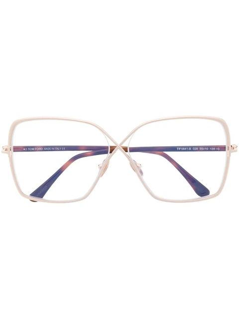 TOM FORD Eyewear tortoiseshell-effect square-frame glasses - Gold - zdjęcie produktu nr 1