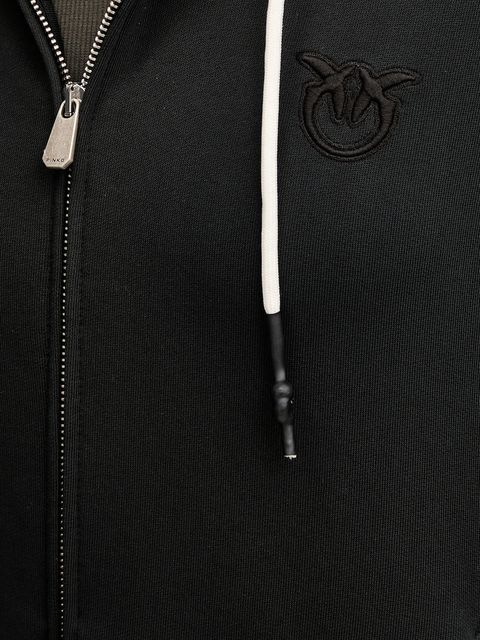 Pinko bluza bawełniana damska kolor czarny z kapturem gładka 105509 A2RB