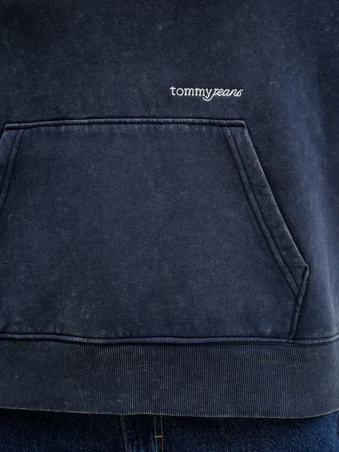 Tommy Jeans bluza damska kolor granatowy z kapturem gładka DW0DW21609