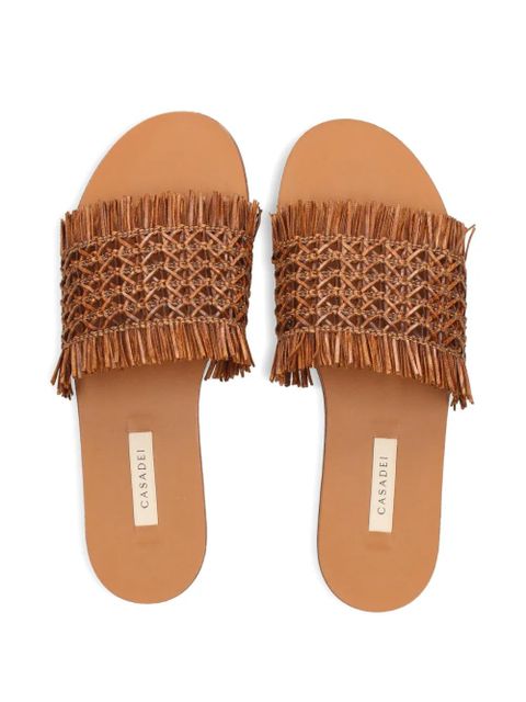 Casadei woven-design fringed sandals - Brown - zdjęcie produktu nr 2