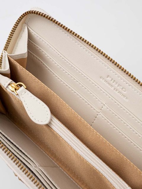 Pinko portfel skórzany kolor beżowy 100250 A0F1