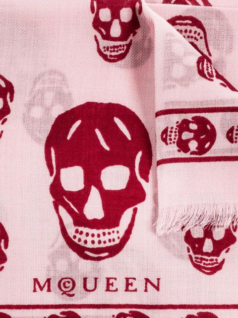 Alexander McQueen skull-print fringed scarf - Pink - zdjęcie produktu nr 2
