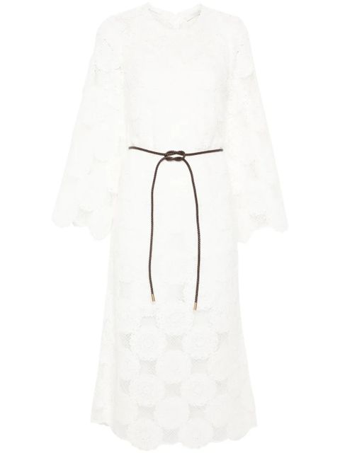 ZIMMERMANN belted crochet midi dress - White - zdjęcie produktu nr 1
