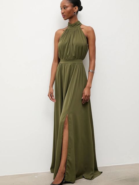 Answear.LAB sukienka kolor zielony maxi rozkloszowana - zdjęcie produktu nr 1