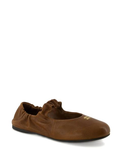 Miu Miu ruched leather ballet flats - Brown - zdjęcie produktu nr 2