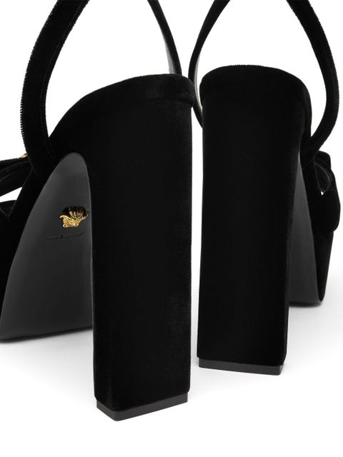 Versace 140mm Gianni Ribbon velvet sandals - Black
