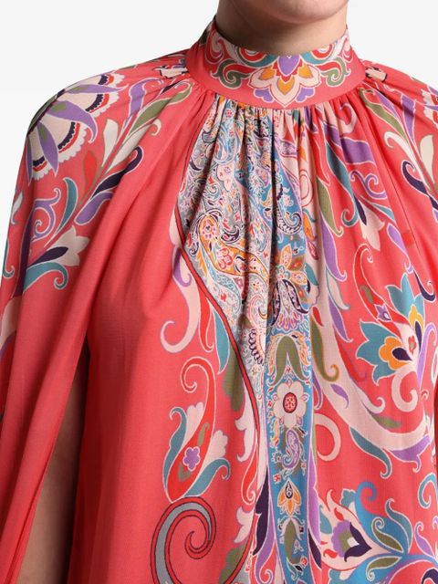 ETRO printed cape dress - Red