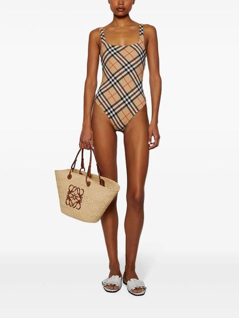 Burberry checked swimsuit - Neutrals