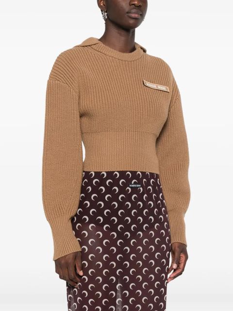 Marine Serre Half Cardigan Knit Sailor sweater - Brown