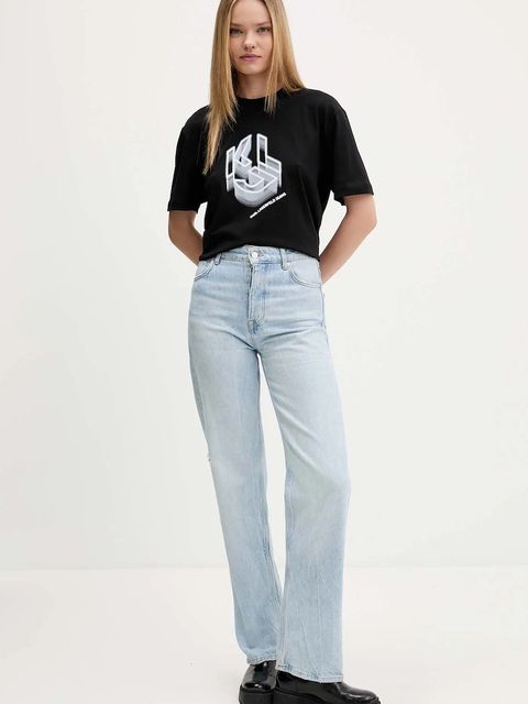 Karl Lagerfeld Jeans t-shirt bawełniany damski kolor czarny A4W17005