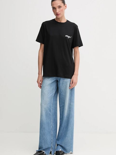 MSGM t-shirt bawełniany damski kolor czarny 2000MDM540.200002 - zdjęcie produktu nr 2