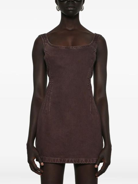 Magda Butrym square-neck denim mini dress - Brown