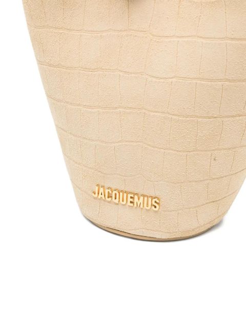 Jacquemus Le Petit Bambola crocodile-effect suede tote bag - Neutrals