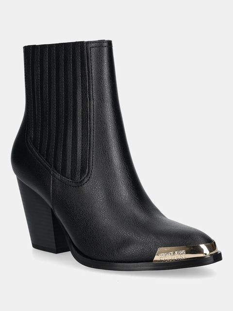 Versace Jeans Couture botki skórzane damskie kolor czarny na słupku 79VA3S26 ZPB68 899 - zdjęcie produktu nr 1