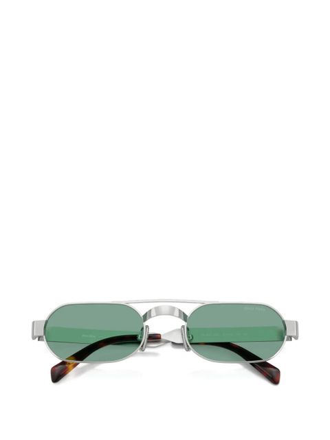 Miu Miu Eyewear logo-engraved oval-frame sunglasses - Silver
