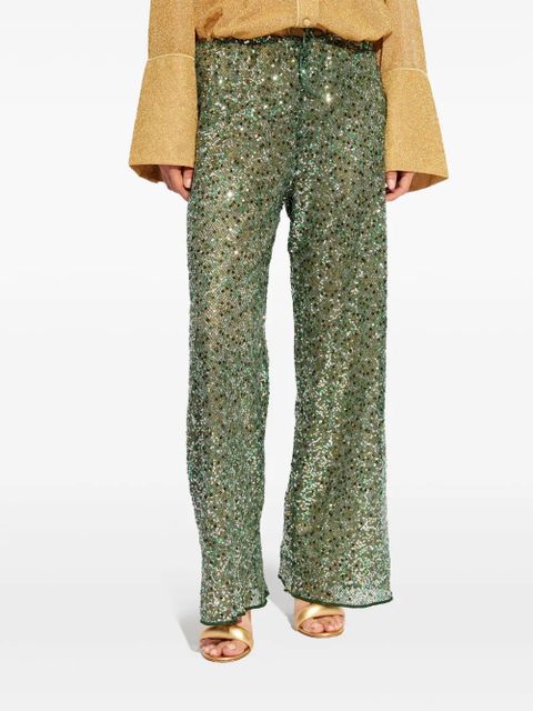 Oséree sequinned wide-leg trousers - Green