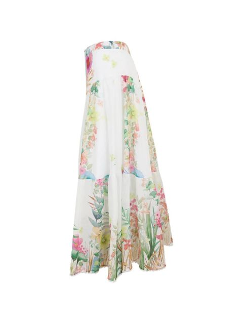 Charo Ruiz Ibiza Roselle floral-prim buttoned skirt - White
