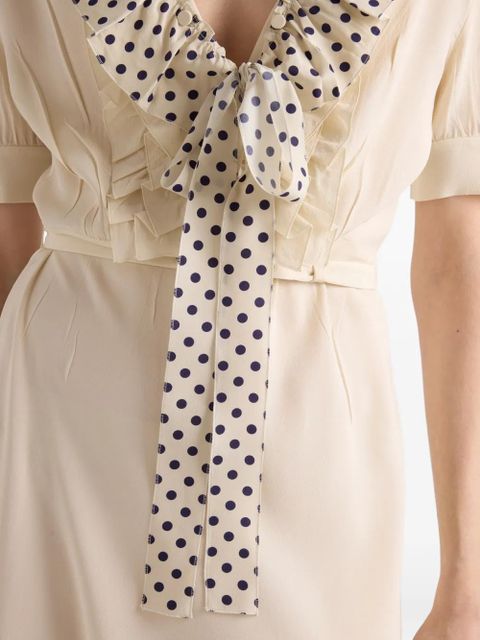 Prada embroidered marocain dress - Neutrals