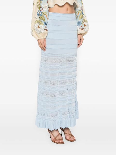 SANDRO textured ruffled midi skirt - Blue