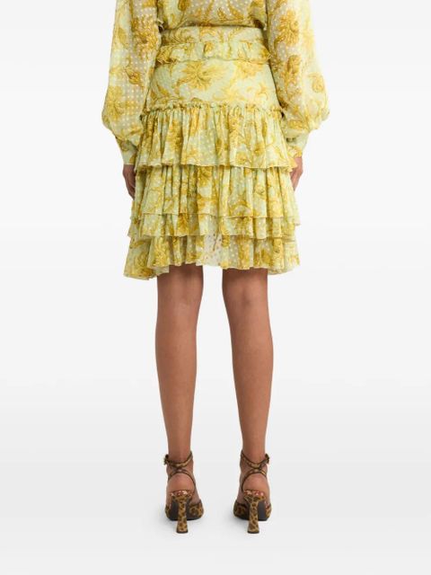 ETRO dotted floral-motif mini skirt - Yellow