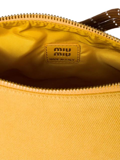 Miu Miu logo-embroidered gabardine tote bag - Yellow