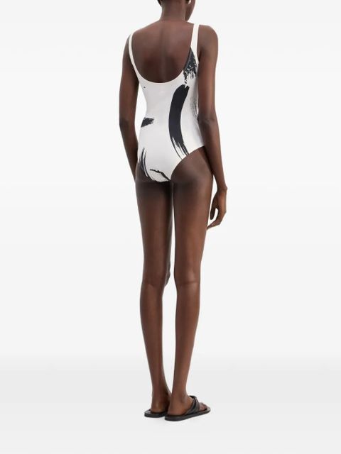 LouLou de Saison Minea zipped printed swimsuit - Neutrals