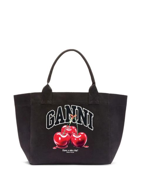 GANNI cherry print handle tote bag - Black - zdjęcie produktu nr 1