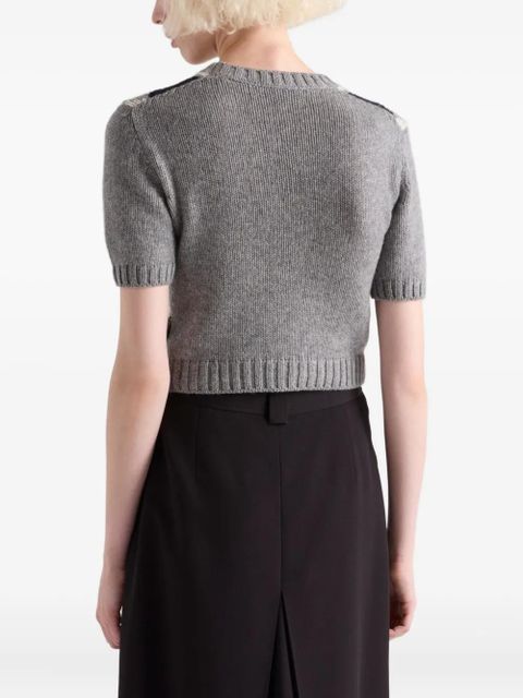 Prada diamond-pattern short-sleeved sweater - Grey
