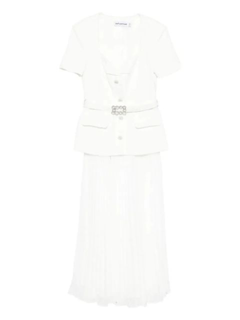 Self-Portrait v-neck midi dress - White - zdjęcie produktu nr 1