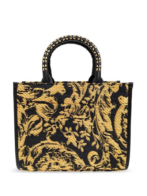 Versace small Barocco Athena raffia tote bag - Black