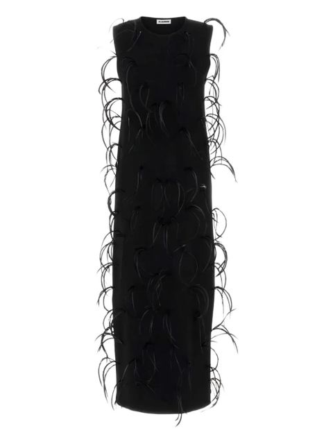 Jil Sander feather-embellishment maxi dress - Black - zdjęcie produktu nr 1