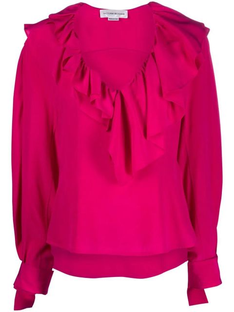 Victoria Beckham ruffled silk blouse - Pink - zdjęcie produktu nr 1