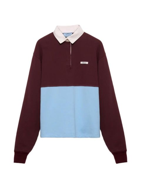 Prada long-sleeved cotton fleece polo shirt - Red - zdjęcie produktu nr 1