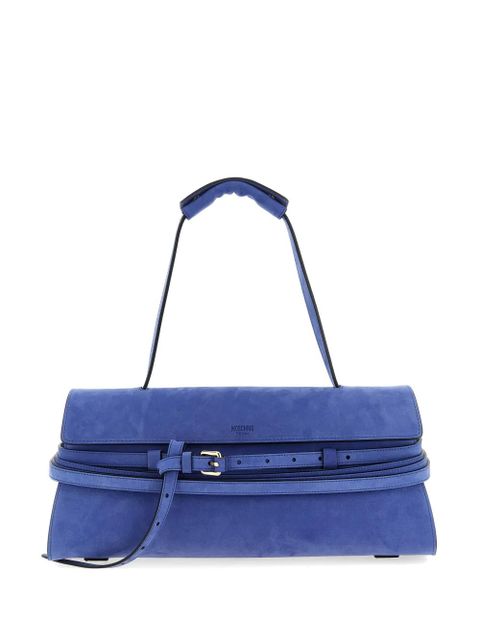 Moschino Tie Me embossed-logo suede shoulder bag - Blue - zdjęcie produktu nr 1