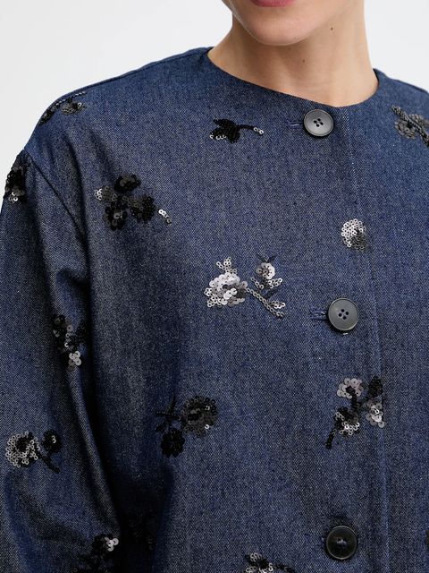 Marella marynarka jeansowa Emme by Marella kolor granatowy jednorzędowa 2525046111200