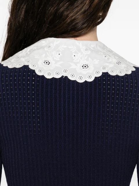 Self-Portrait scalloped collar pocket mini dress - Blue