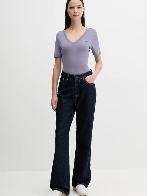 Tommy Hilfiger t-shirt bawełniany damski kolor fioletowy WW0WW40584