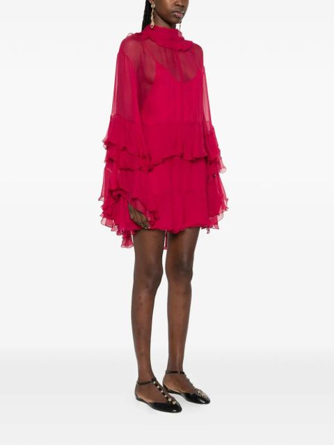 Chloé tiered-ruffles mini dress - Pink