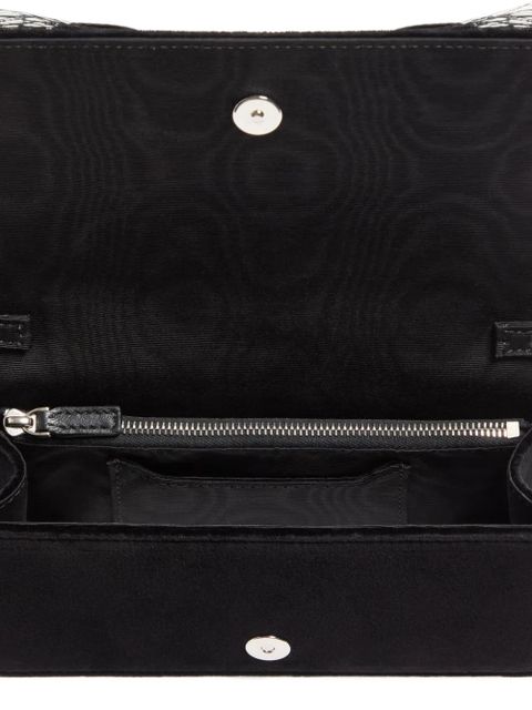 Valentino Garavani Vlogo Signature velvet bow clutch bag - Black